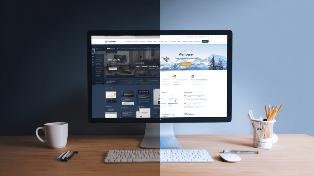 A split-screen showing a cluttered, broken site versus a fast, optimized one — visualizing the before-and-after of SEO improvements.